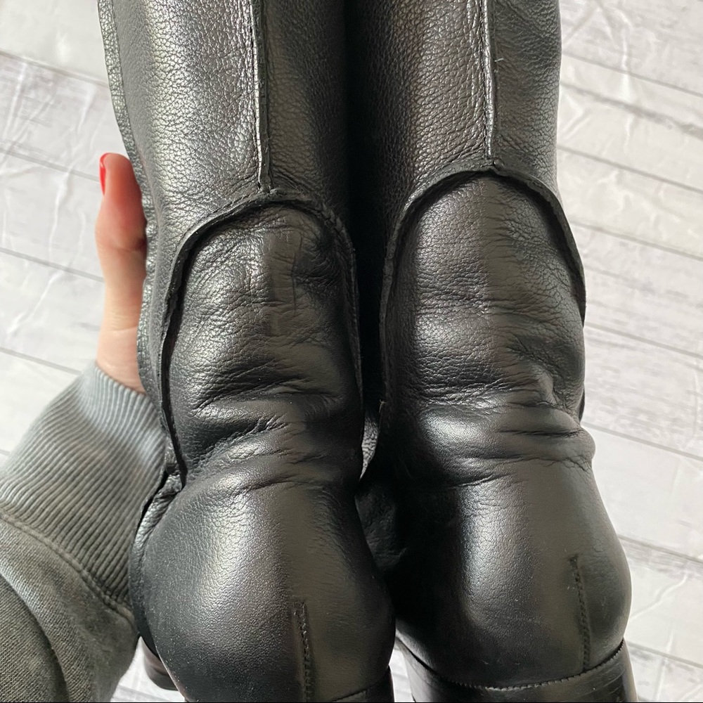 Diane Von Furstenberg | Black Leather Tall Boots - Picture 8 of 10